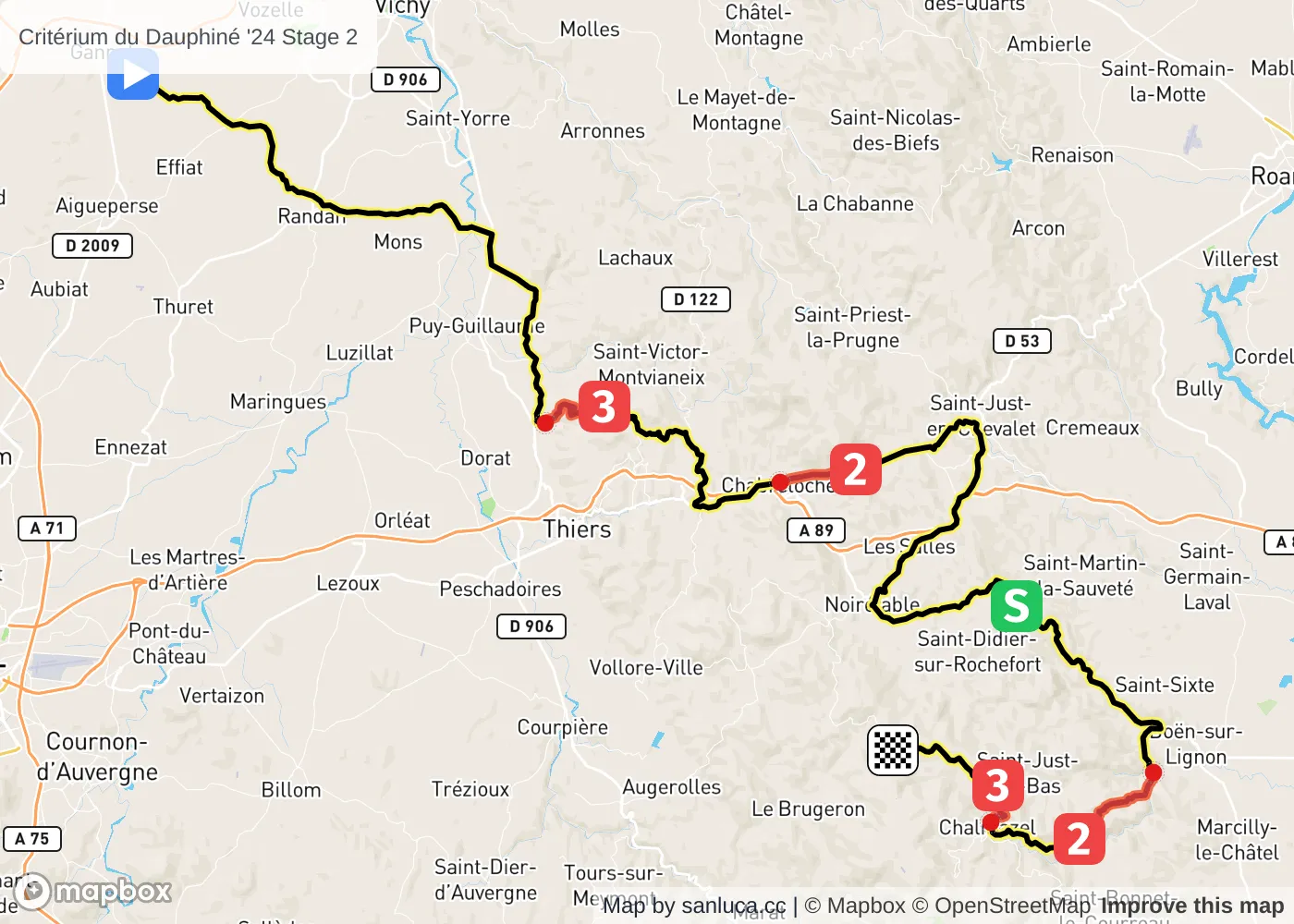 map of the route