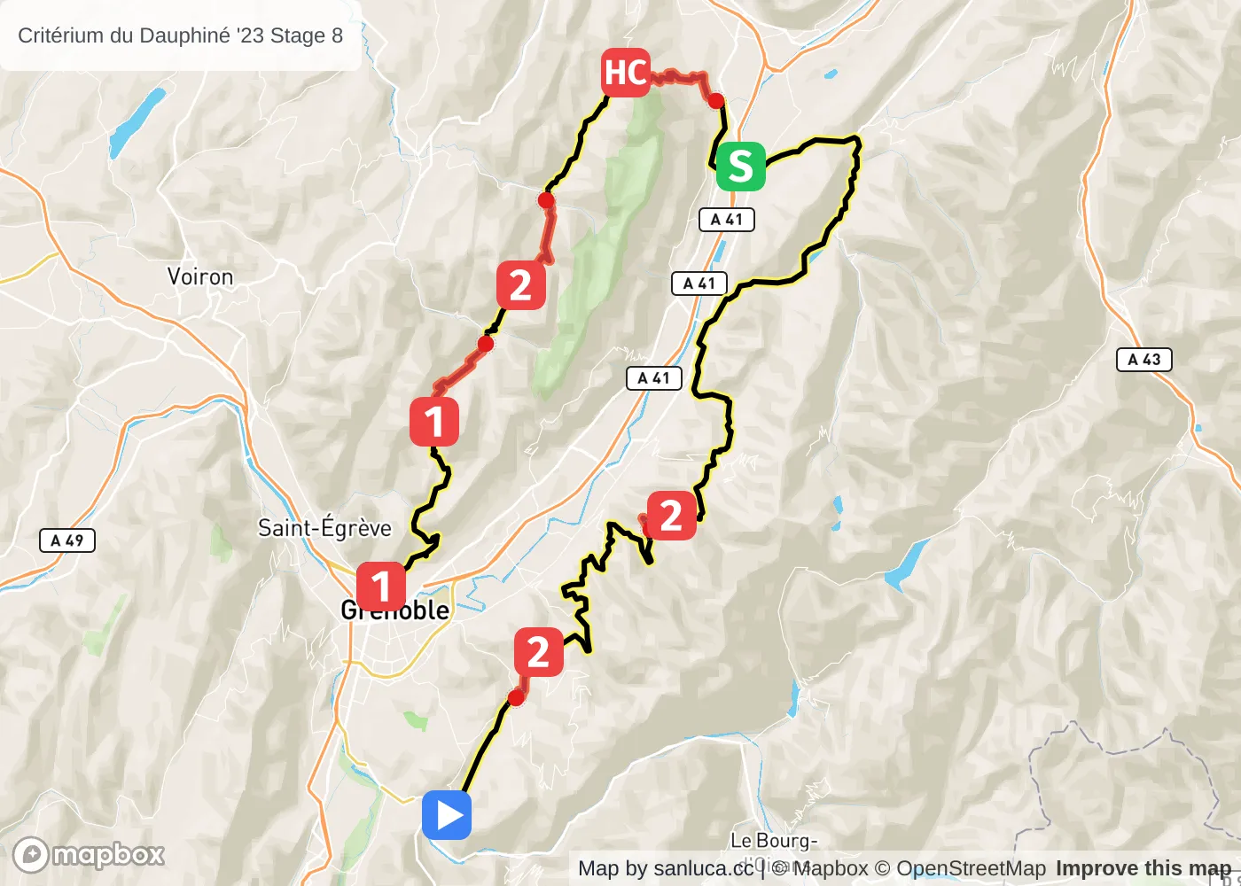 map of the route
