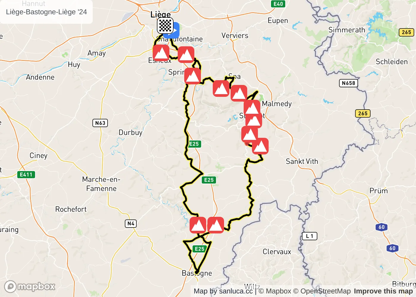 map of the route