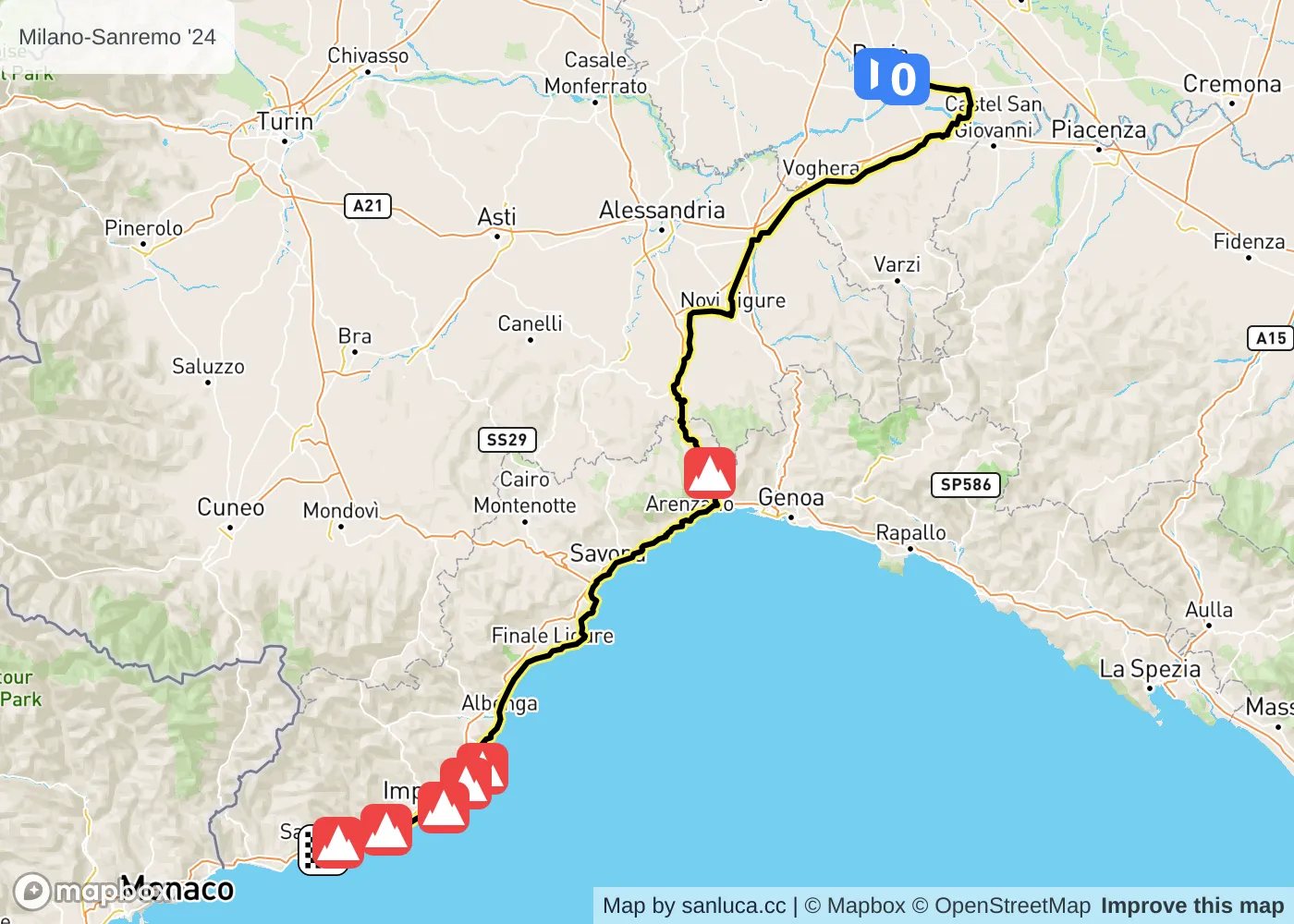 map of the route