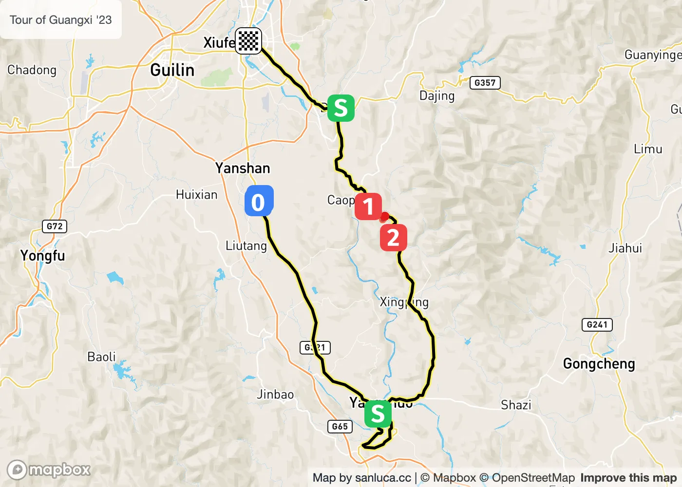 map of the route