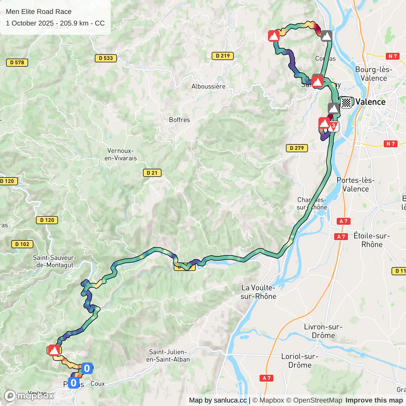 map of the route